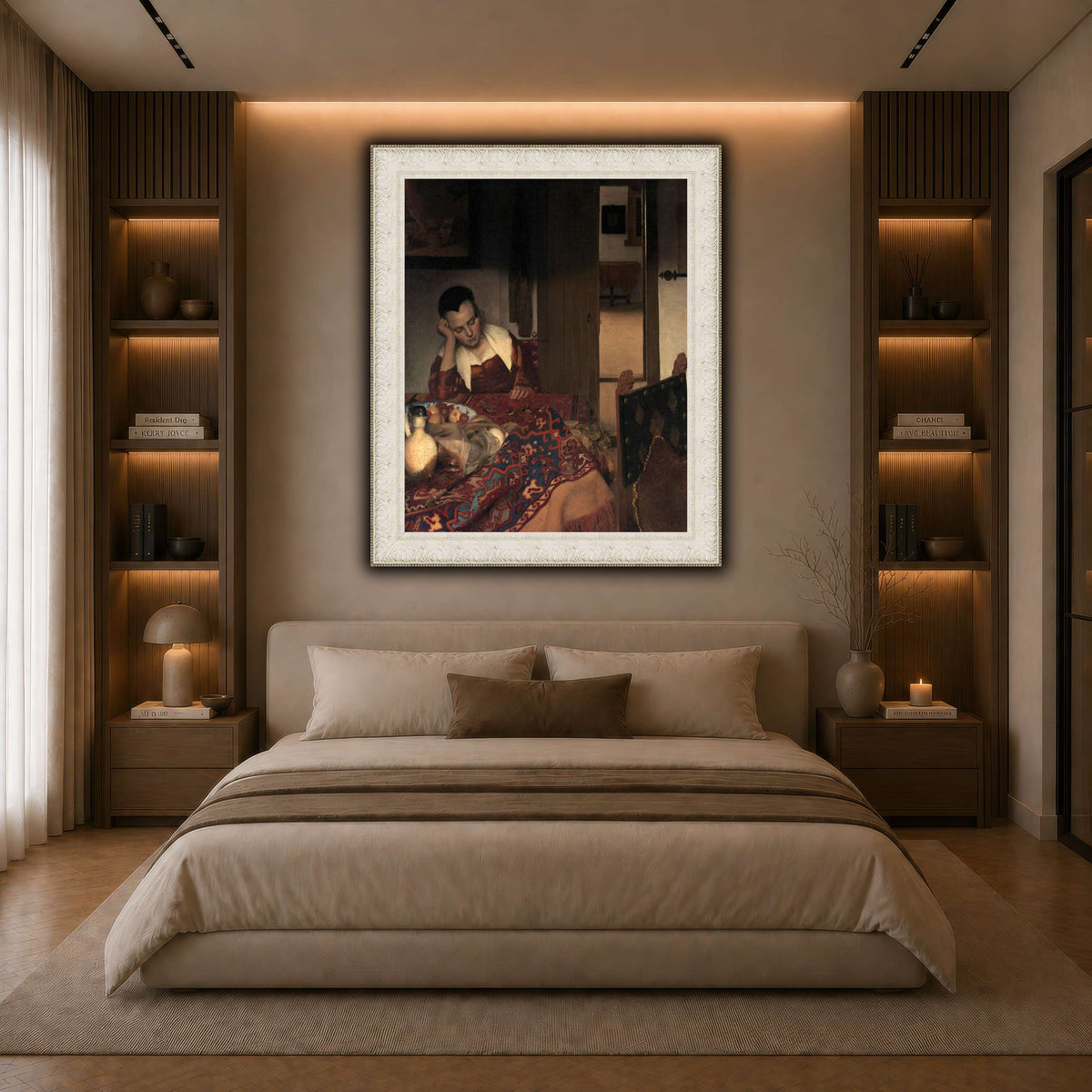 Vermeer_young_women_sleeping_result dark neutral-bedroom