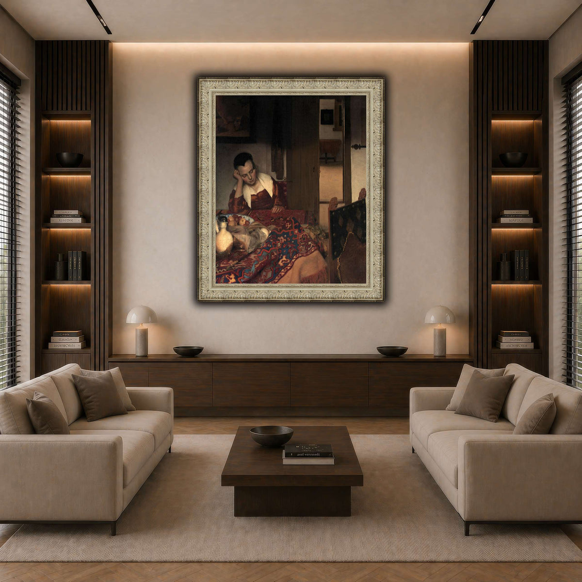 Vermeer_young_women_sleeping_result dark neutral-living room