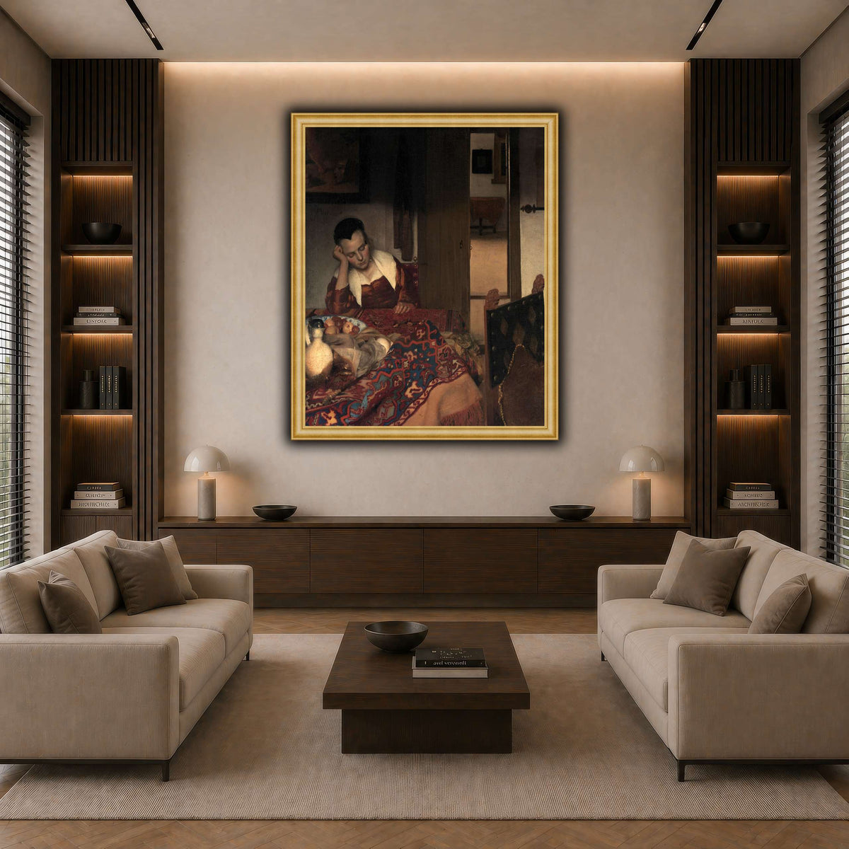 Vermeer_young_women_sleeping_result dark neutral-living room