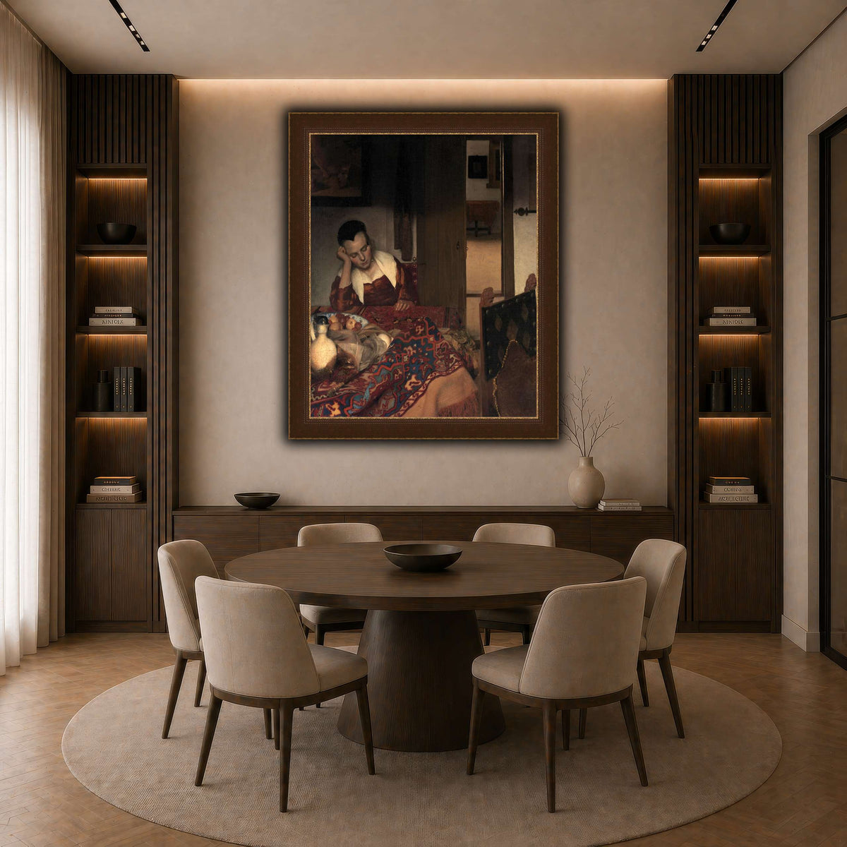 Vermeer_young_women_sleeping_result dark neutral-dining room