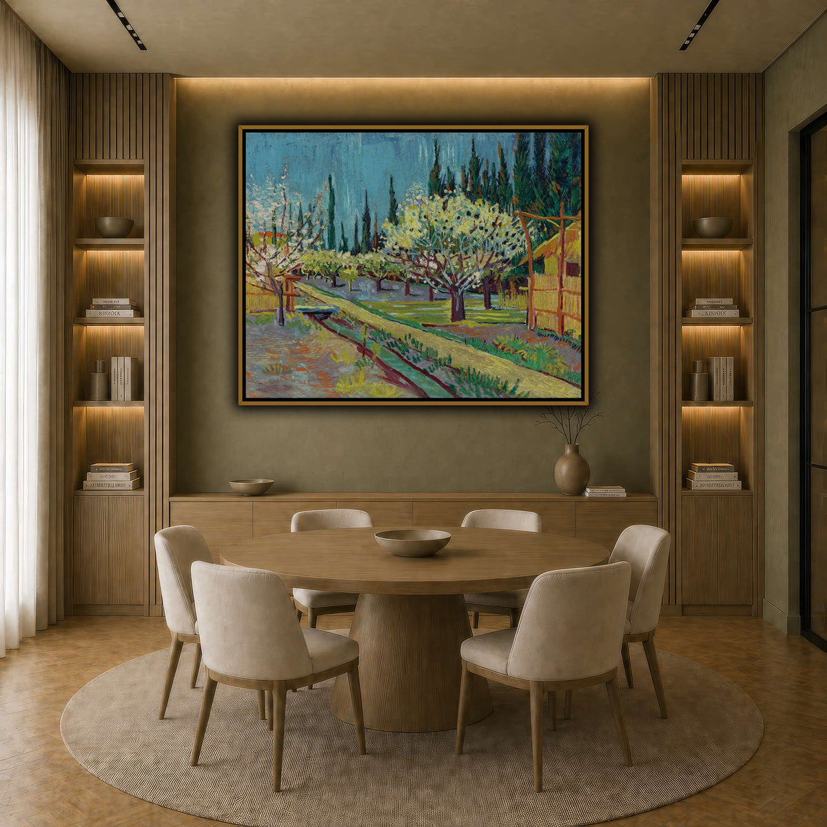 Vincent_van_Gogh_-_Orchard_Bordered_by_Cypresse_ earth-dining room