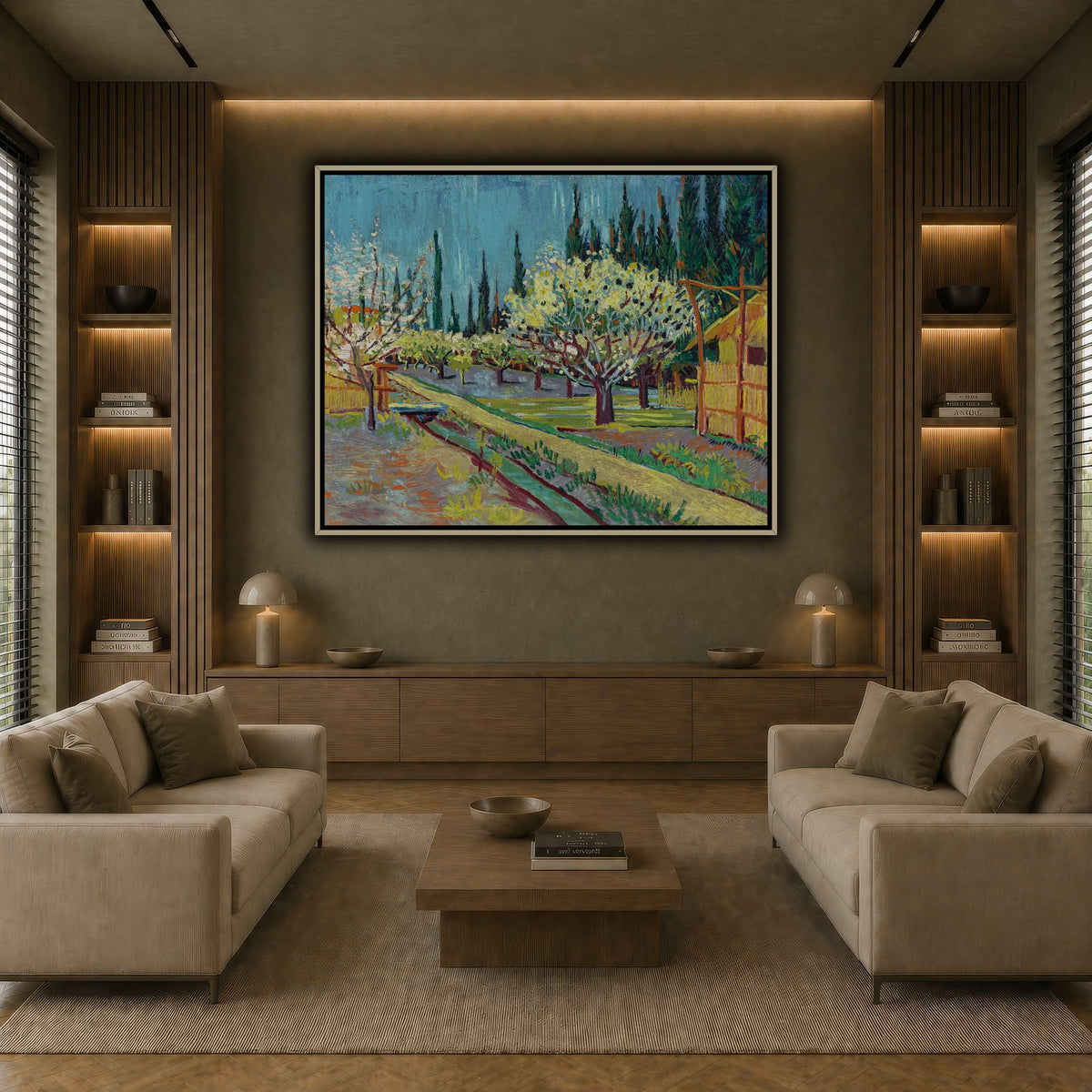 Vincent_van_Gogh_-_Orchard_Bordered_by_Cypresse_ earth-living room