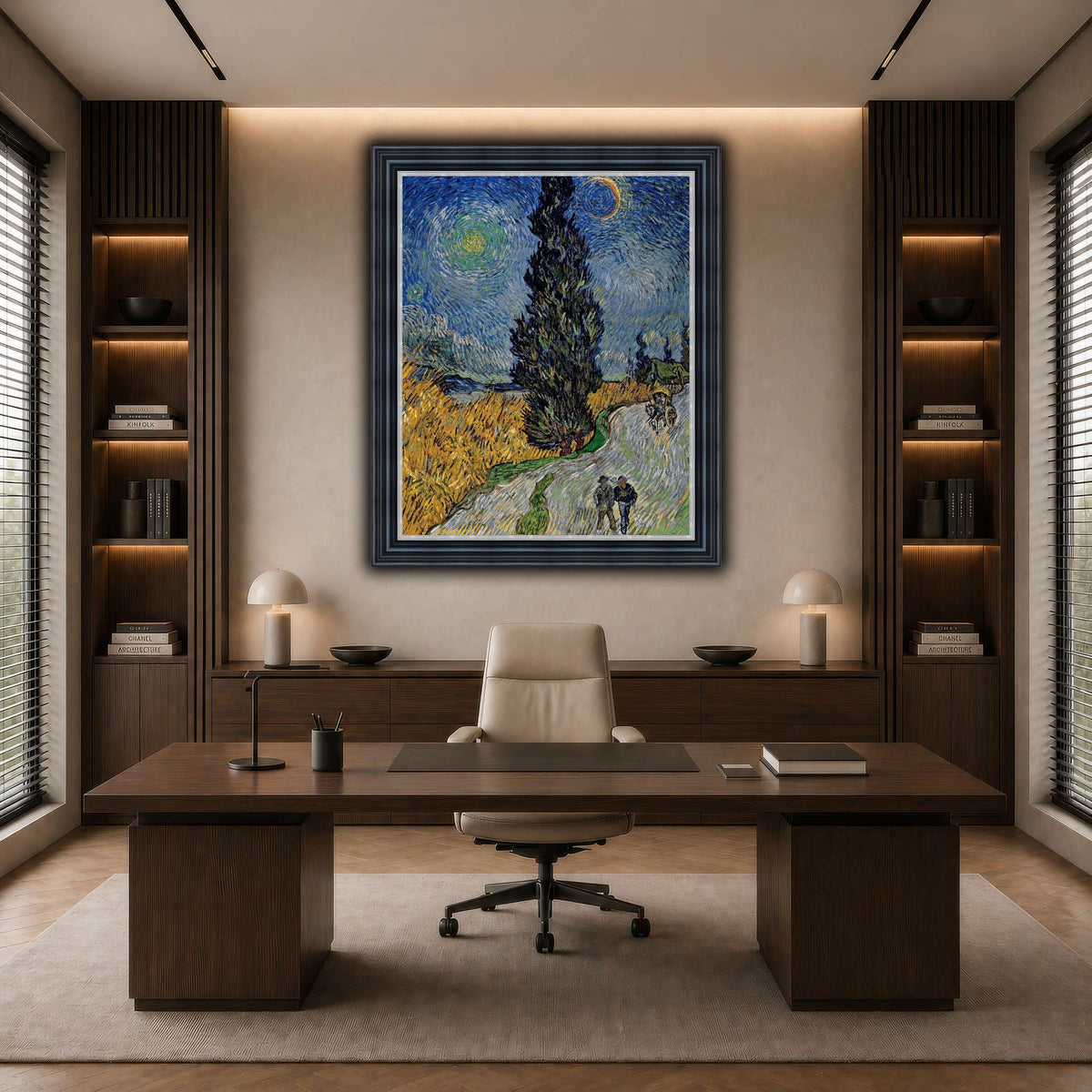 Vincent_van_Gogh_-_Road_with_Cypress_and_Star dark neutral-office