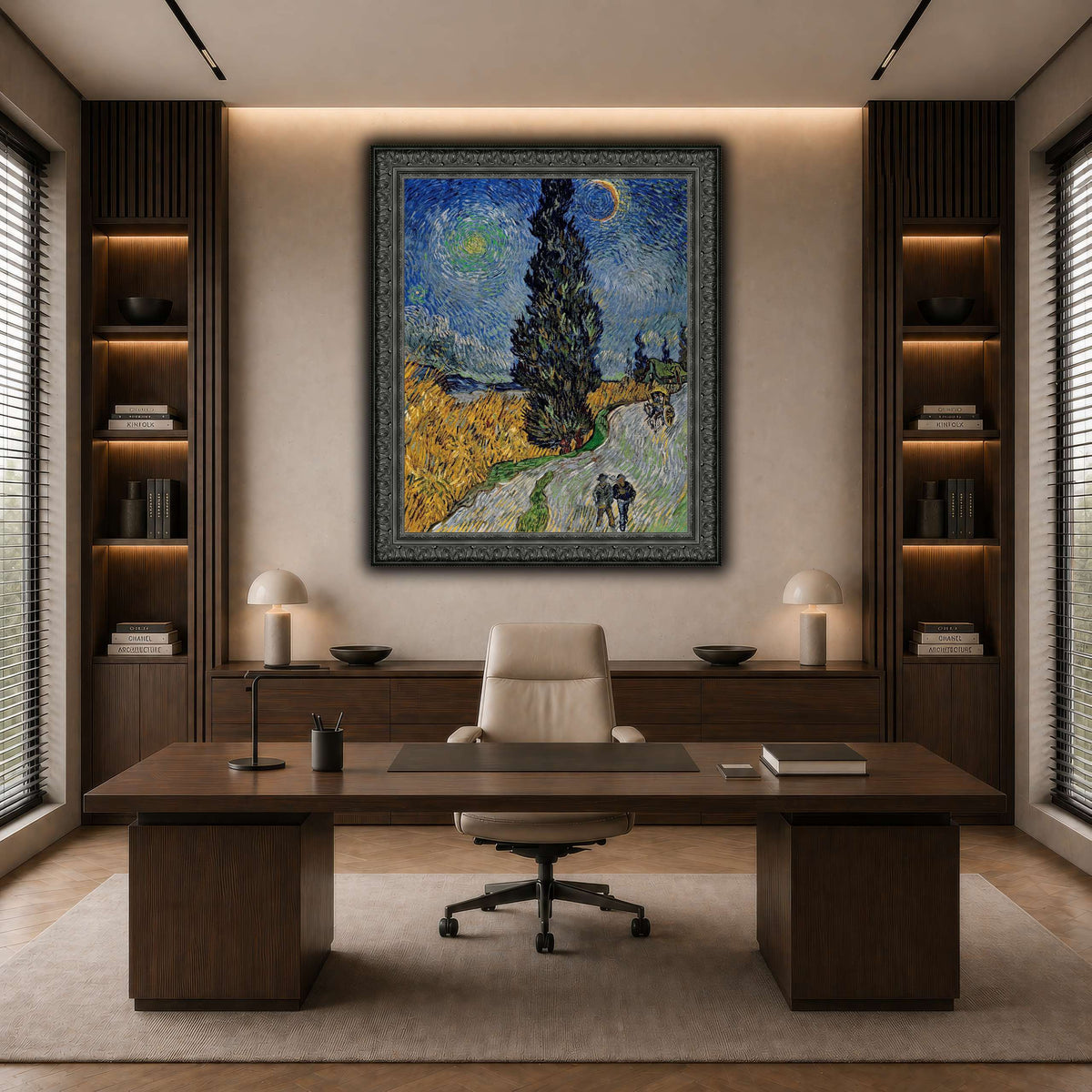 Vincent_van_Gogh_-_Road_with_Cypress_and_Star dark neutral-office