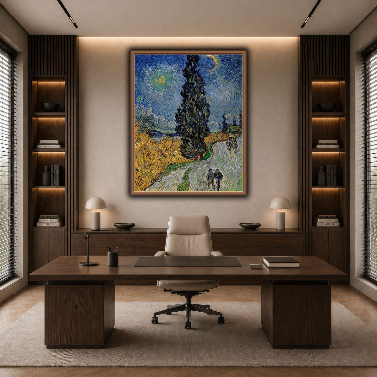 Vincent_van_Gogh_-_Road_with_Cypress_and_Star dark neutral-office