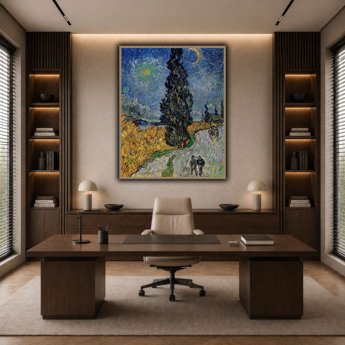 Vincent_van_Gogh_-_Road_with_Cypress_and_Star dark neutral-office