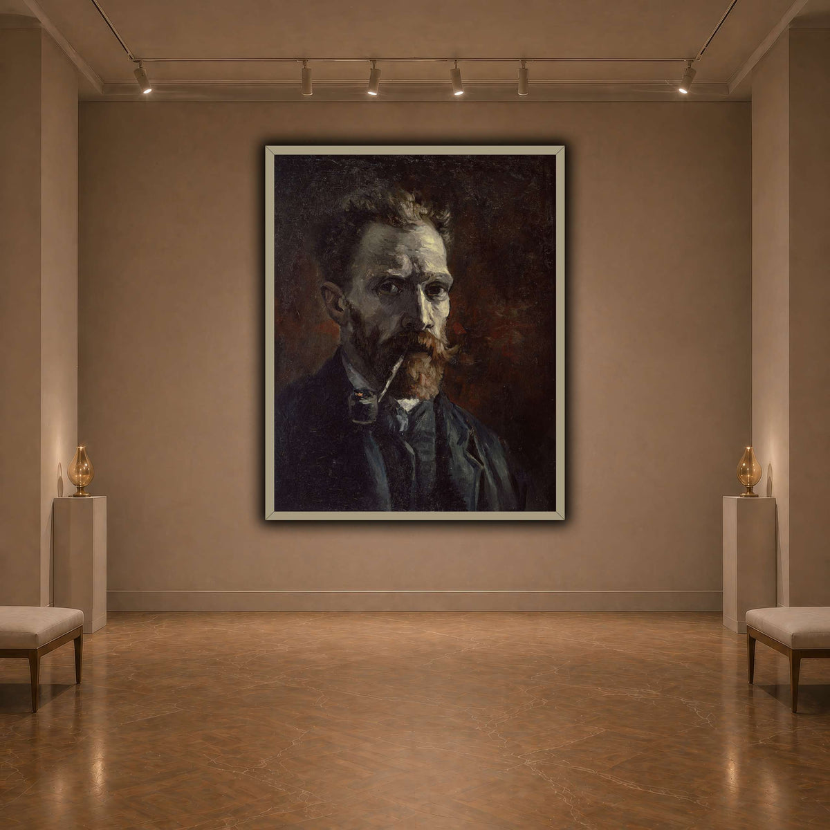 Vincent_van_Gogh_-_Self-portrait_with_pipe dark neutral-agallery