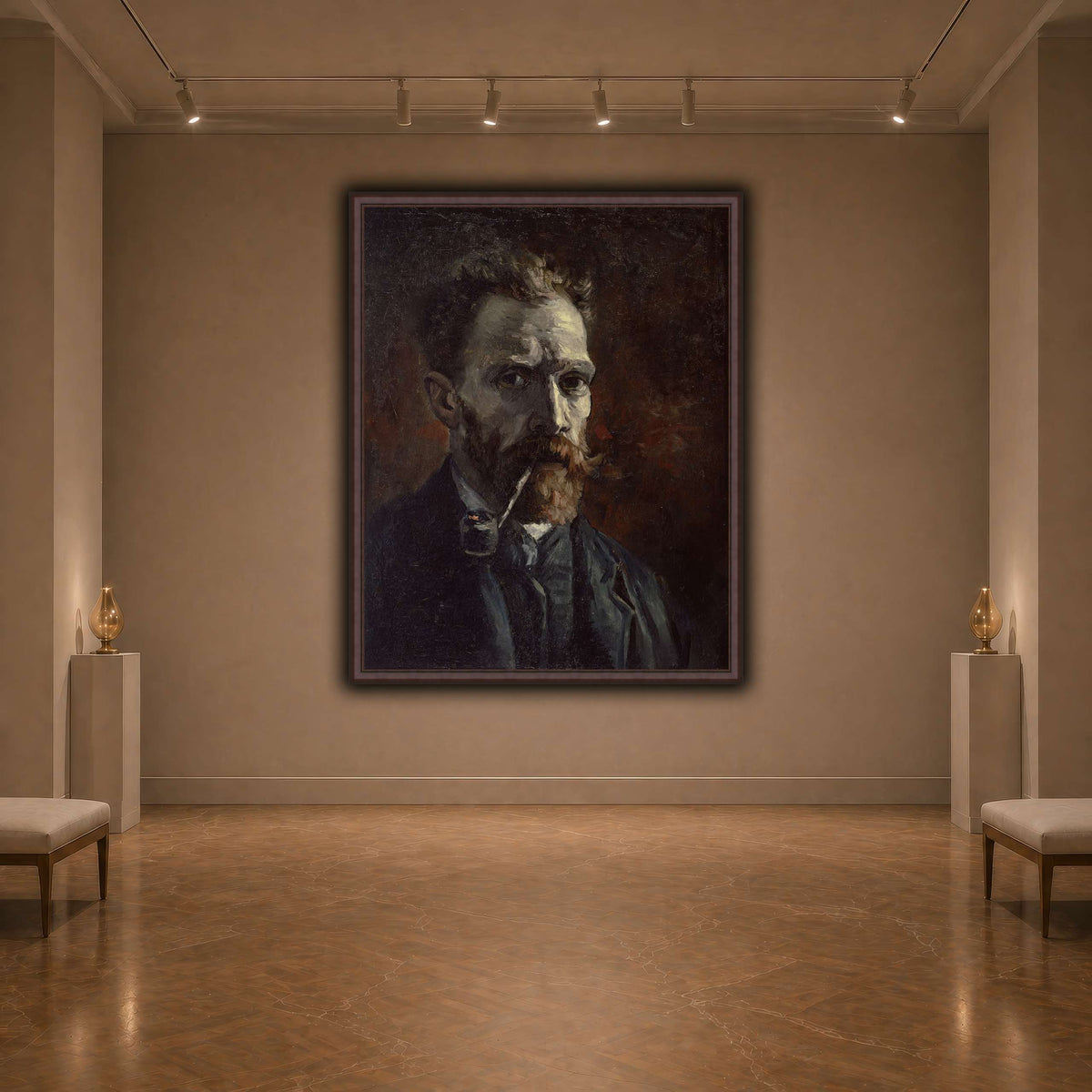 Vincent_van_Gogh_-_Self-portrait_with_pipe dark neutral-agallery