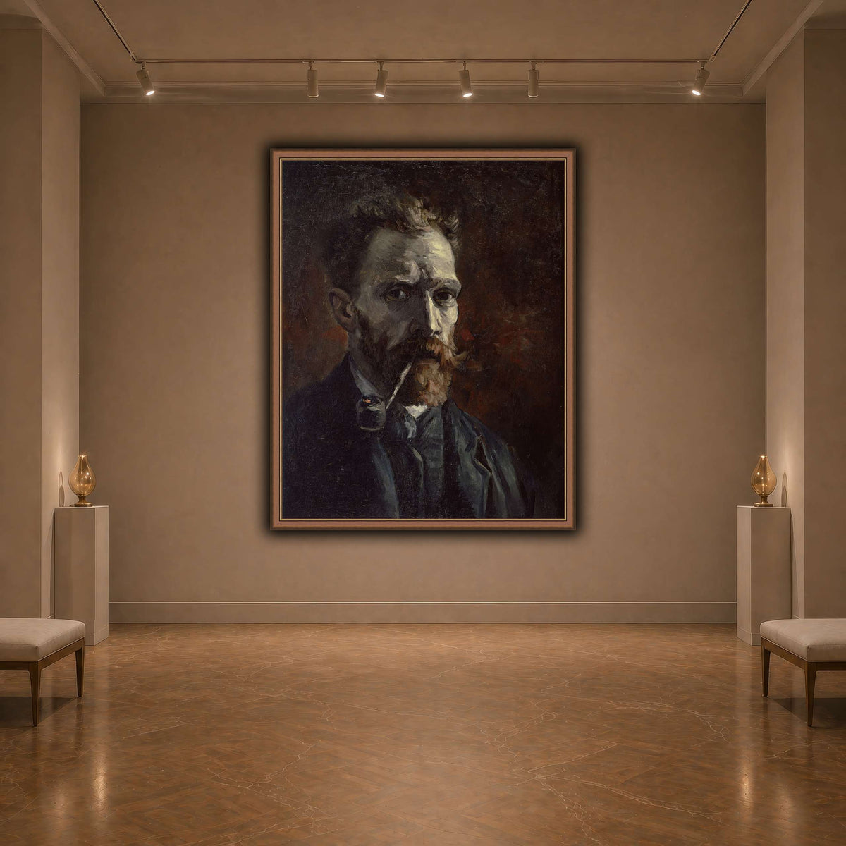 Vincent_van_Gogh_-_Self-portrait_with_pipe dark neutral-agallery