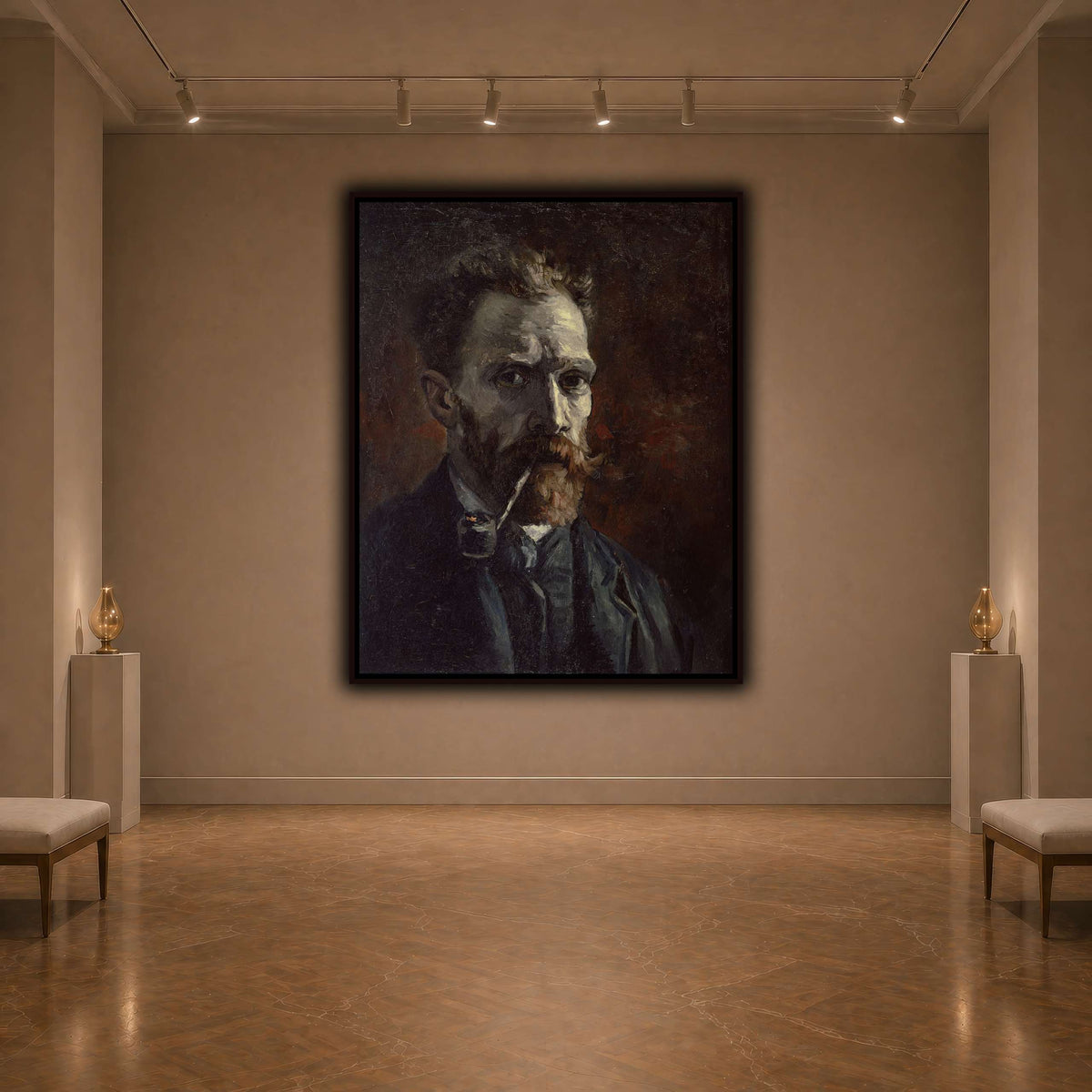 Vincent_van_Gogh_-_Self-portrait_with_pipe dark neutral-agallery