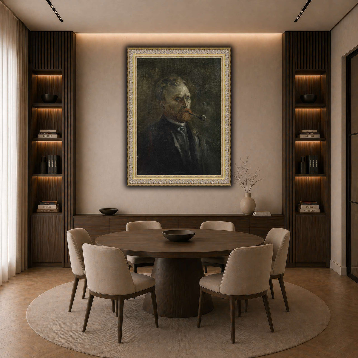 Zelfportret dark neutral-dining room