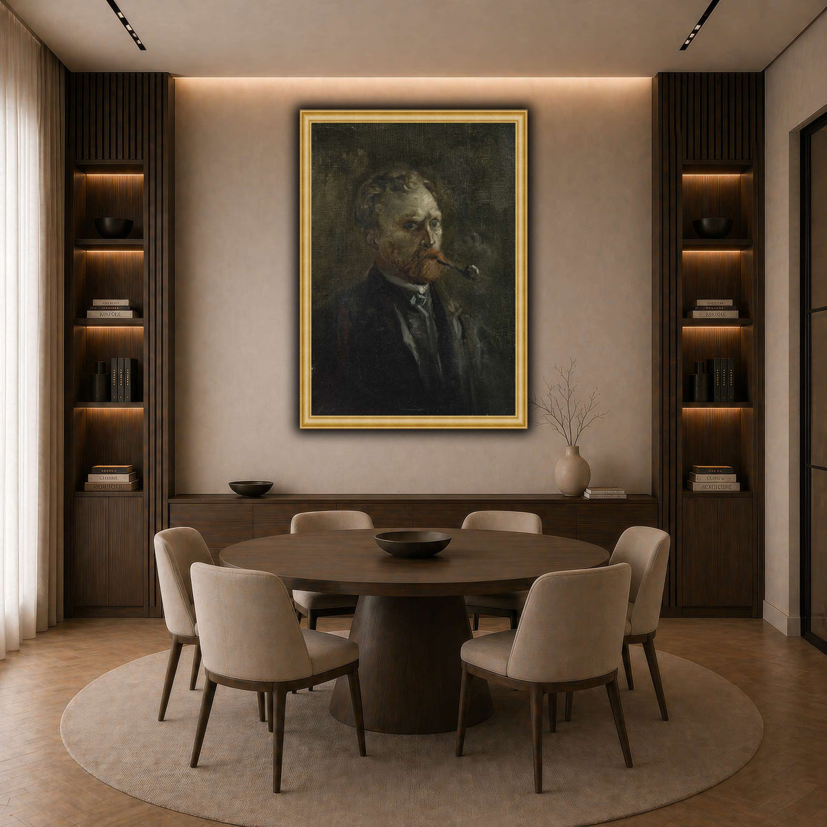 Zelfportret dark neutral-dining room