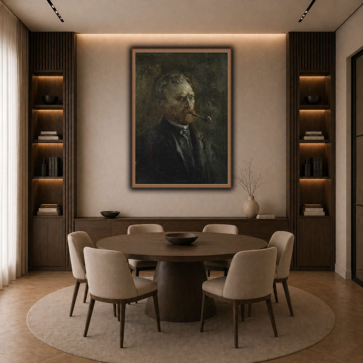 Zelfportret dark neutral-dining room