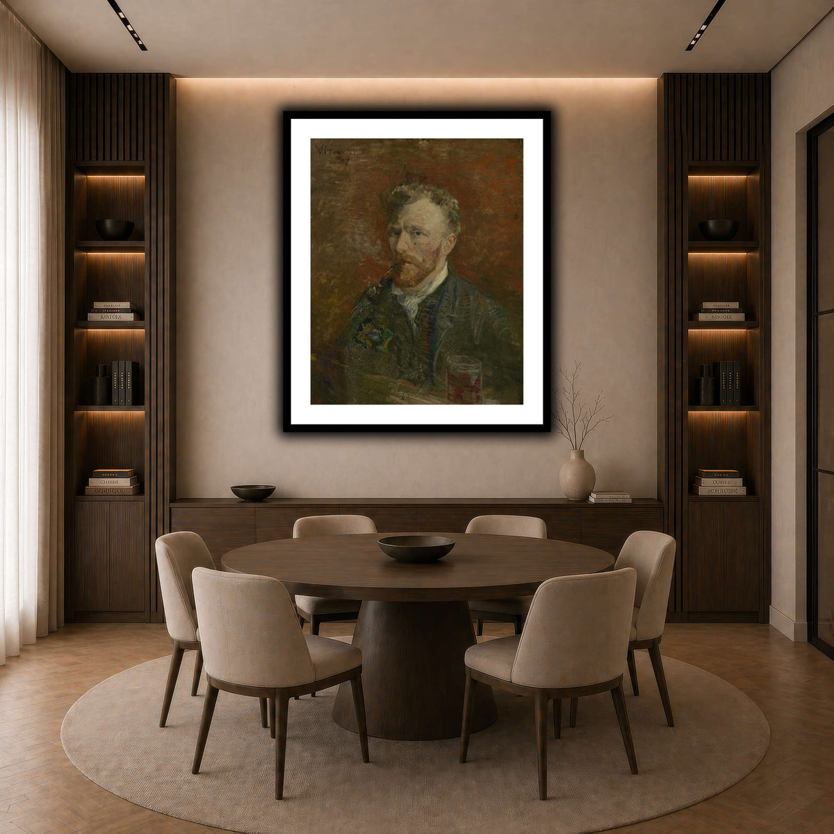 Zelfportret_met_glas dark neutral-dining room
