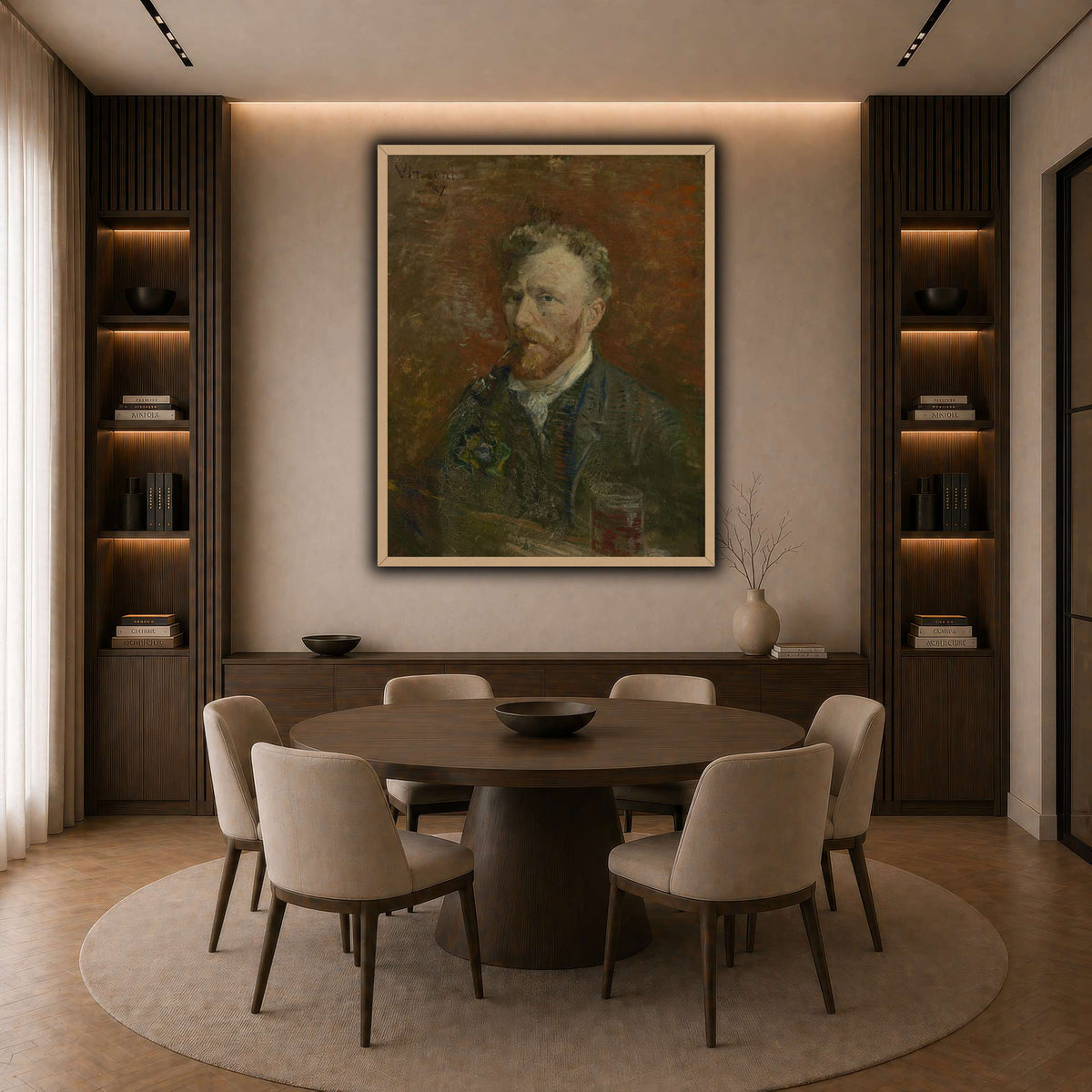 Zelfportret_met_glas dark neutral-dining room