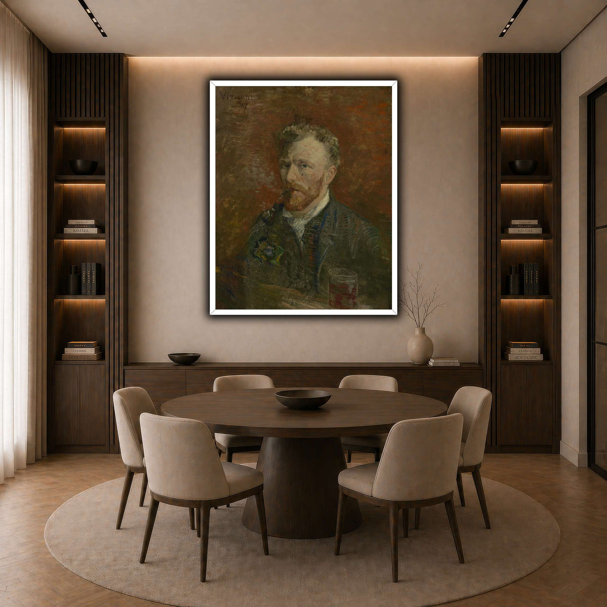 Zelfportret_met_glas dark neutral-dining room
