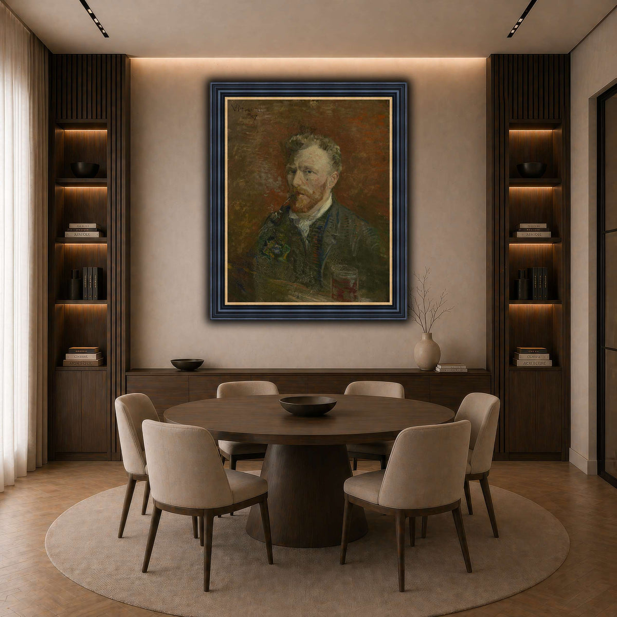 Zelfportret_met_glas dark neutral-dining room
