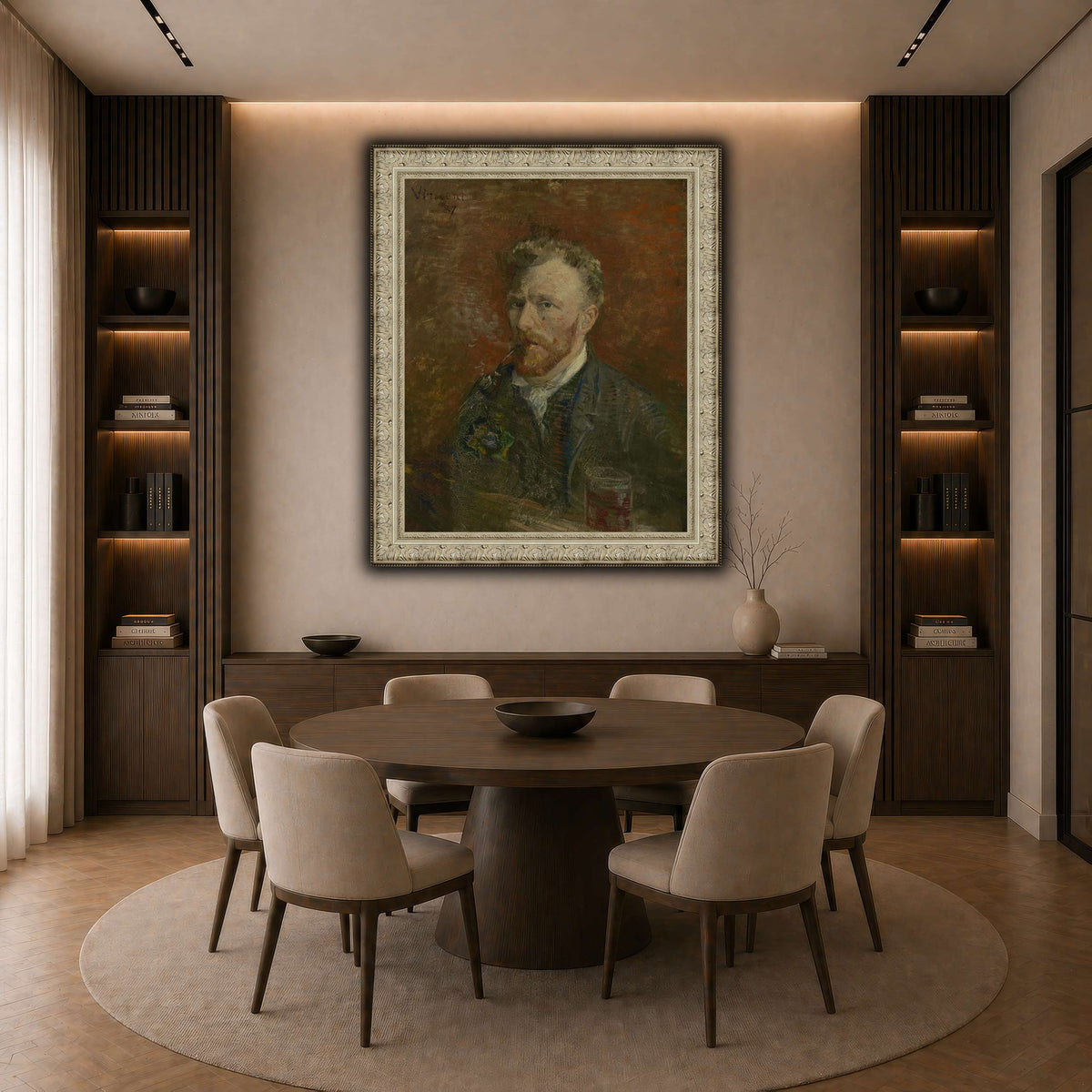 Zelfportret_met_glas dark neutral-dining room