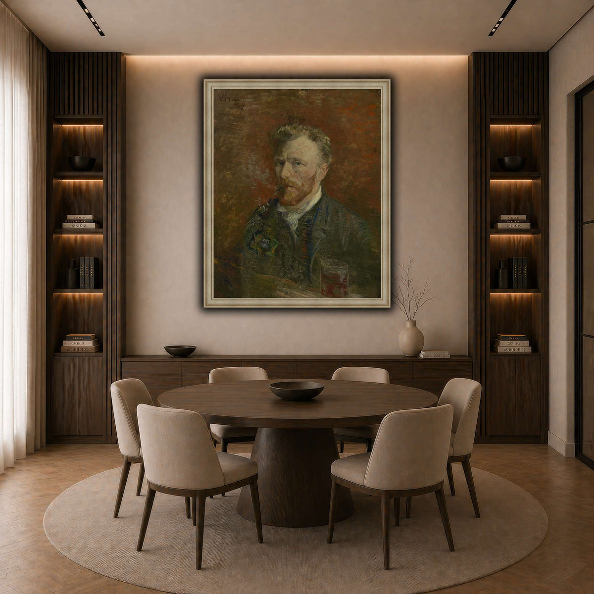 Zelfportret_met_glas dark neutral-dining room