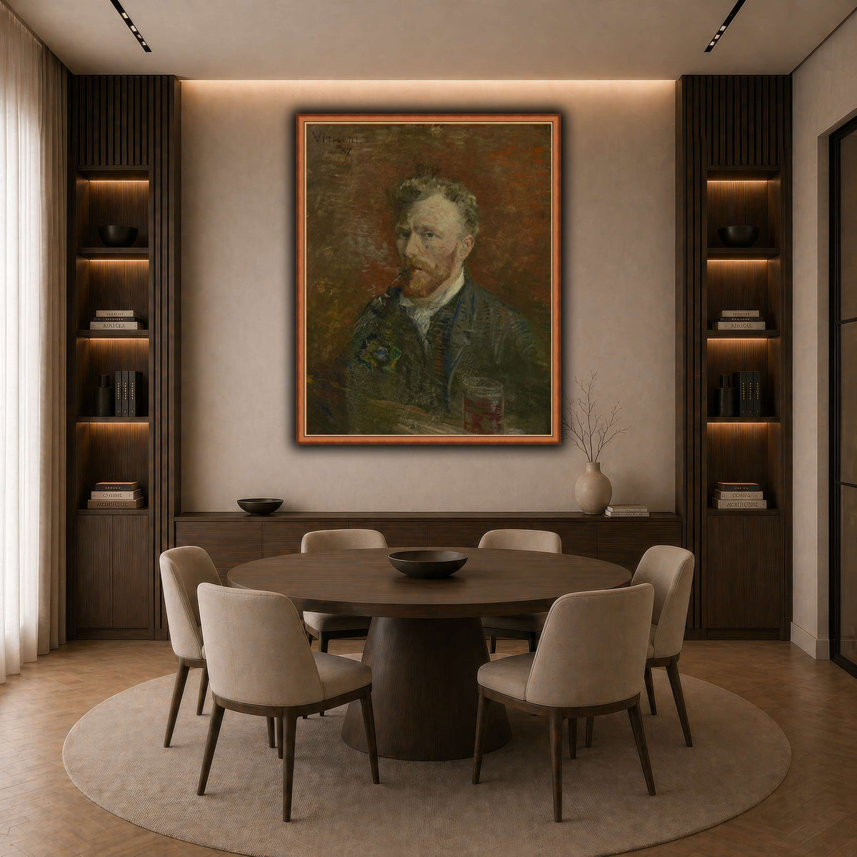 Zelfportret_met_glas dark neutral-dining room