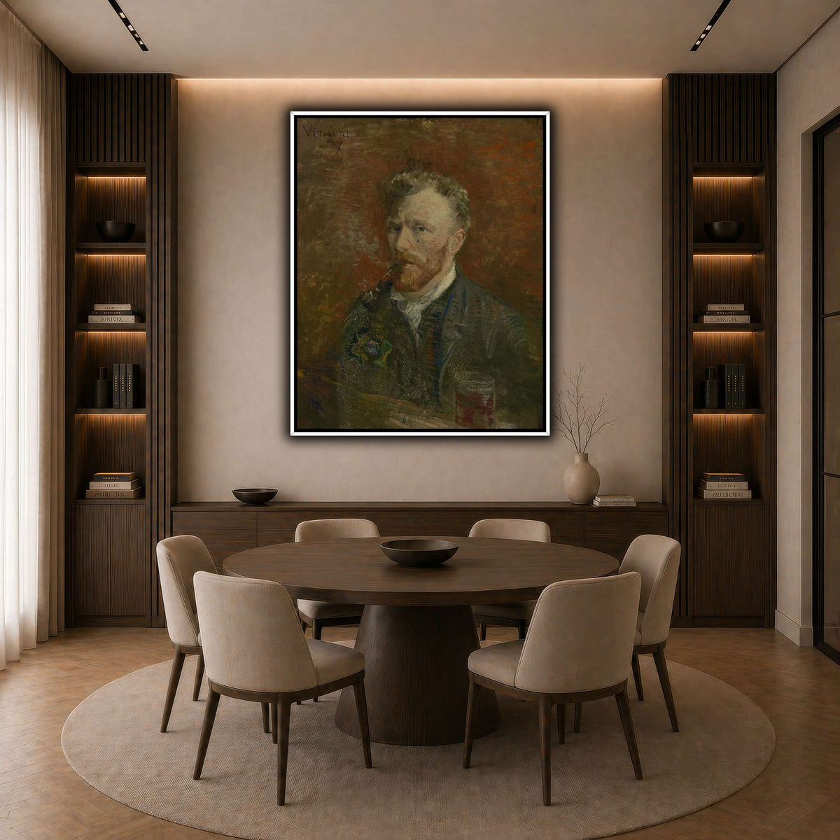 Zelfportret_met_glas dark neutral-dining room