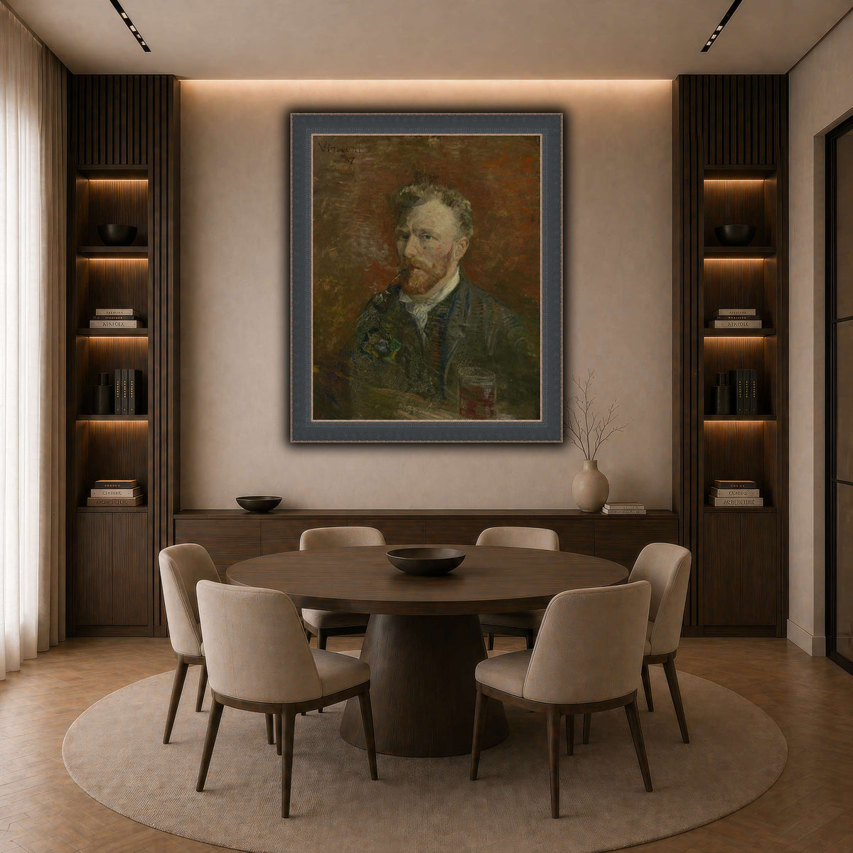 Zelfportret_met_glas dark neutral-dining room