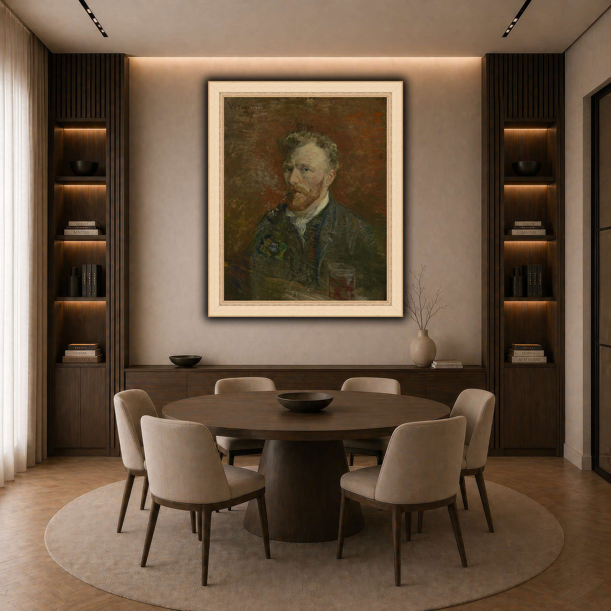 Zelfportret_met_glas dark neutral-dining room