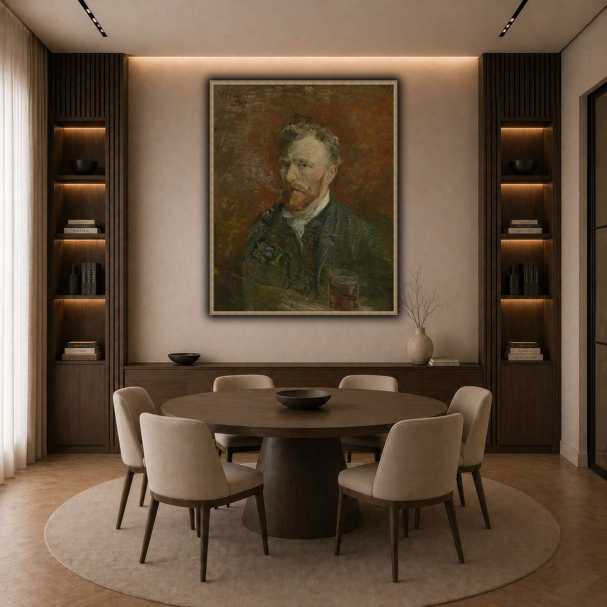 Zelfportret_met_glas dark neutral-dining room
