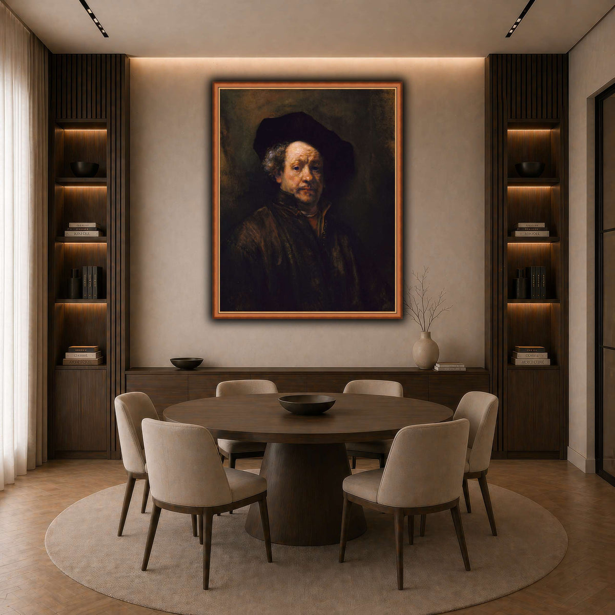 2_self_portrait_Rembrandt-van-Rijn dark neutral-dining room