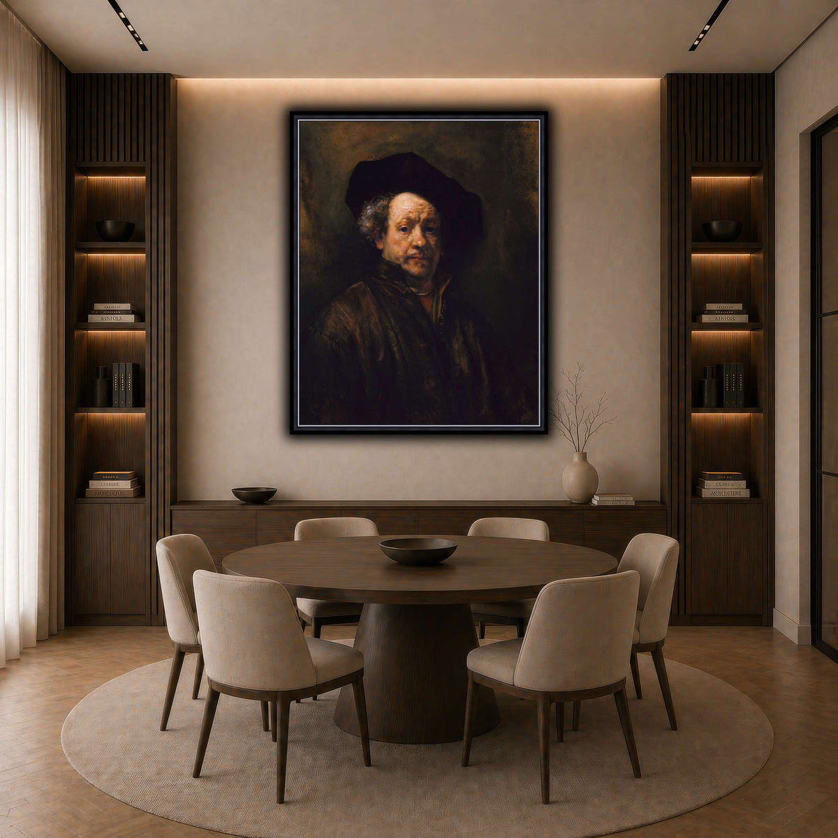 2_self_portrait_Rembrandt-van-Rijn dark neutral-dining room