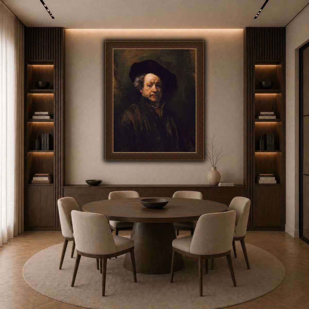 2_self_portrait_Rembrandt-van-Rijn dark neutral-dining room