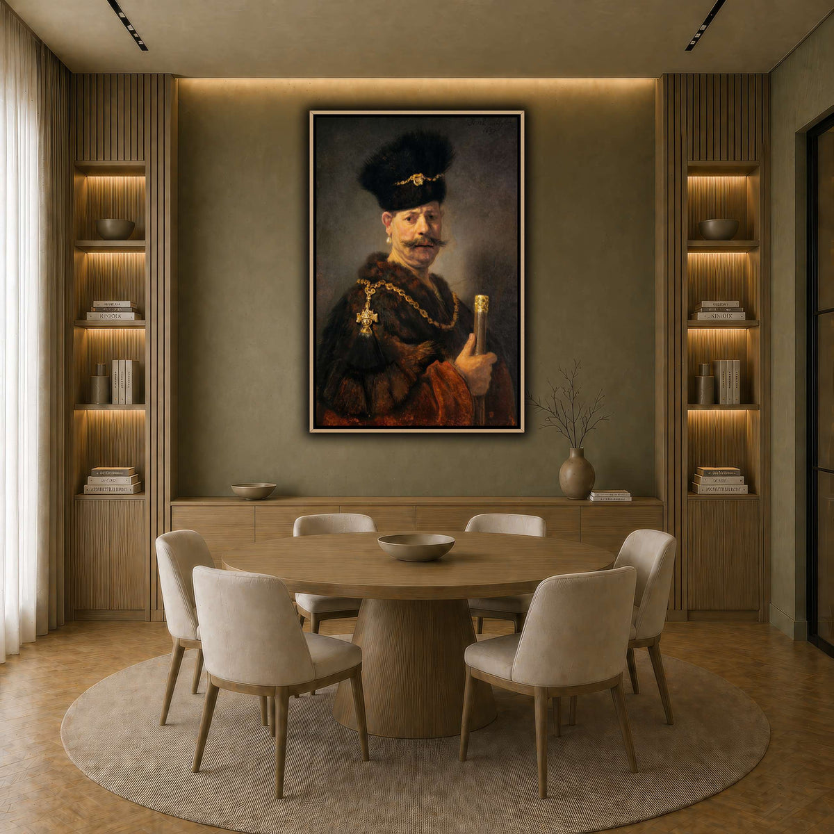 A_Polish_nobleman_Rembrandt-van-Rijn earth-dining room