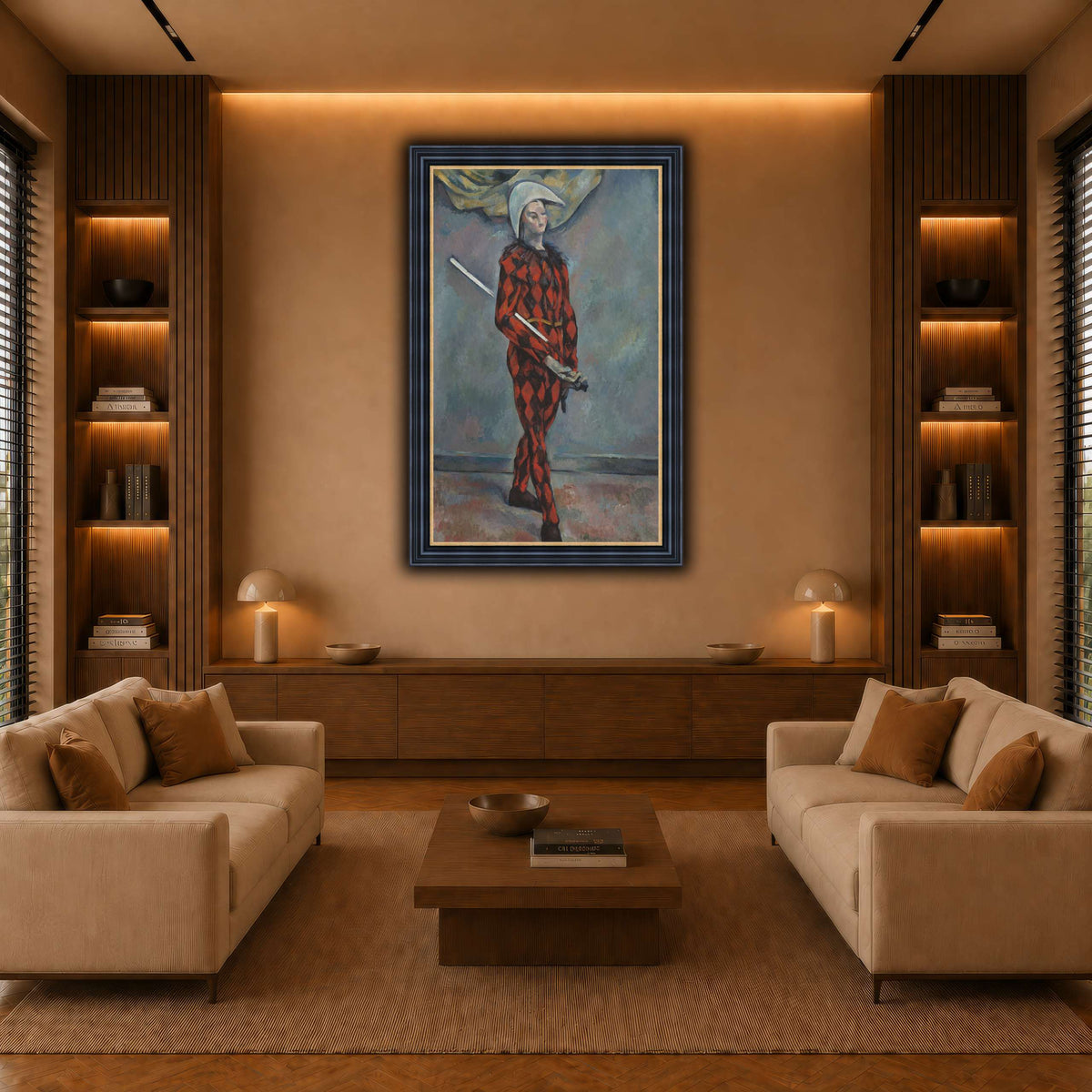 Arlequin_by_Paul_Cezanne warm-living-room