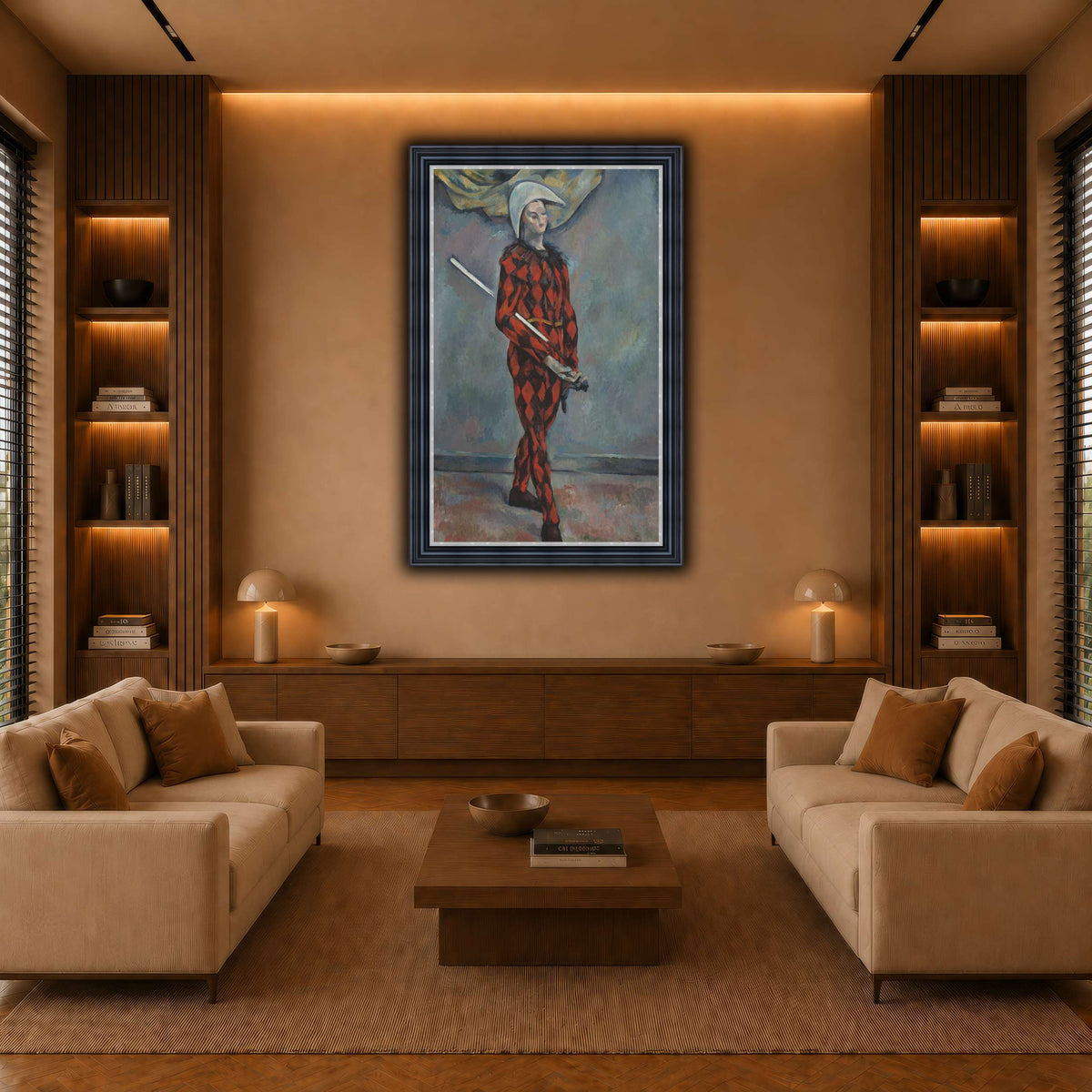 Arlequin_by_Paul_Cezanne warm-living-room