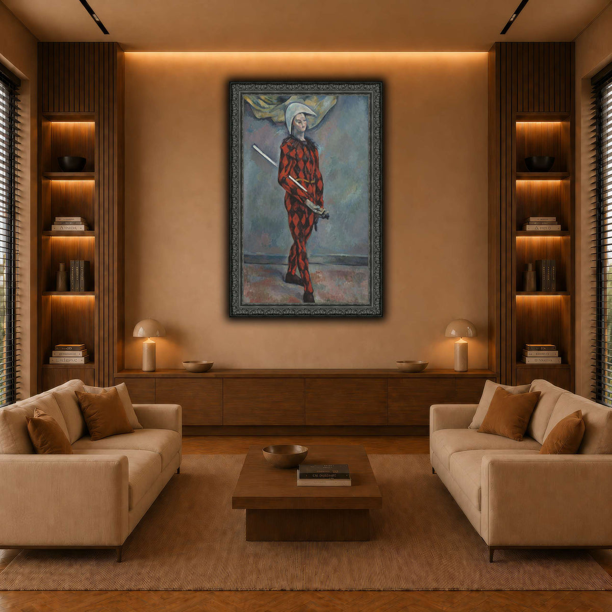 Arlequin_by_Paul_Cezanne warm-living-room