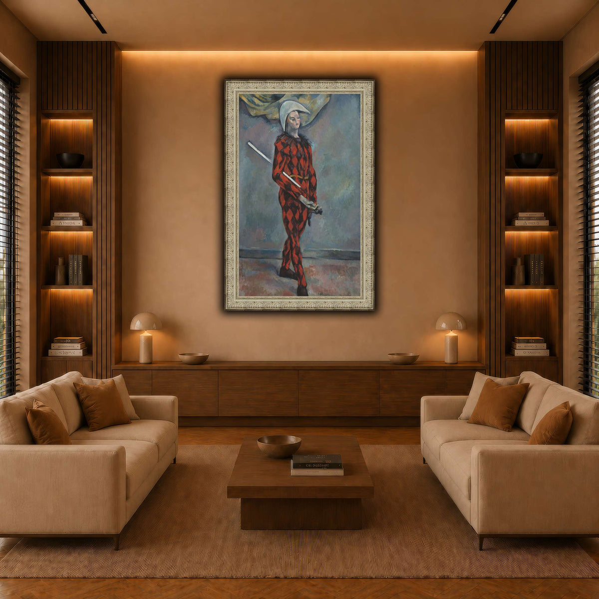 Arlequin_by_Paul_Cezanne warm-living-room