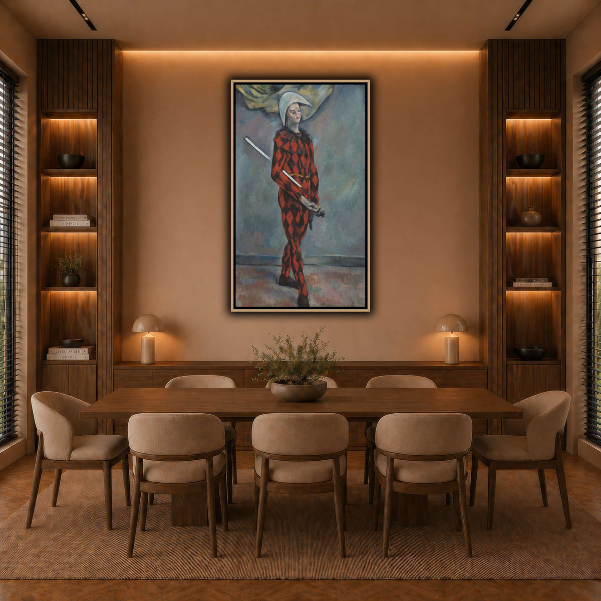 Arlequin_by_Paul_Cezanne warm-dining room
