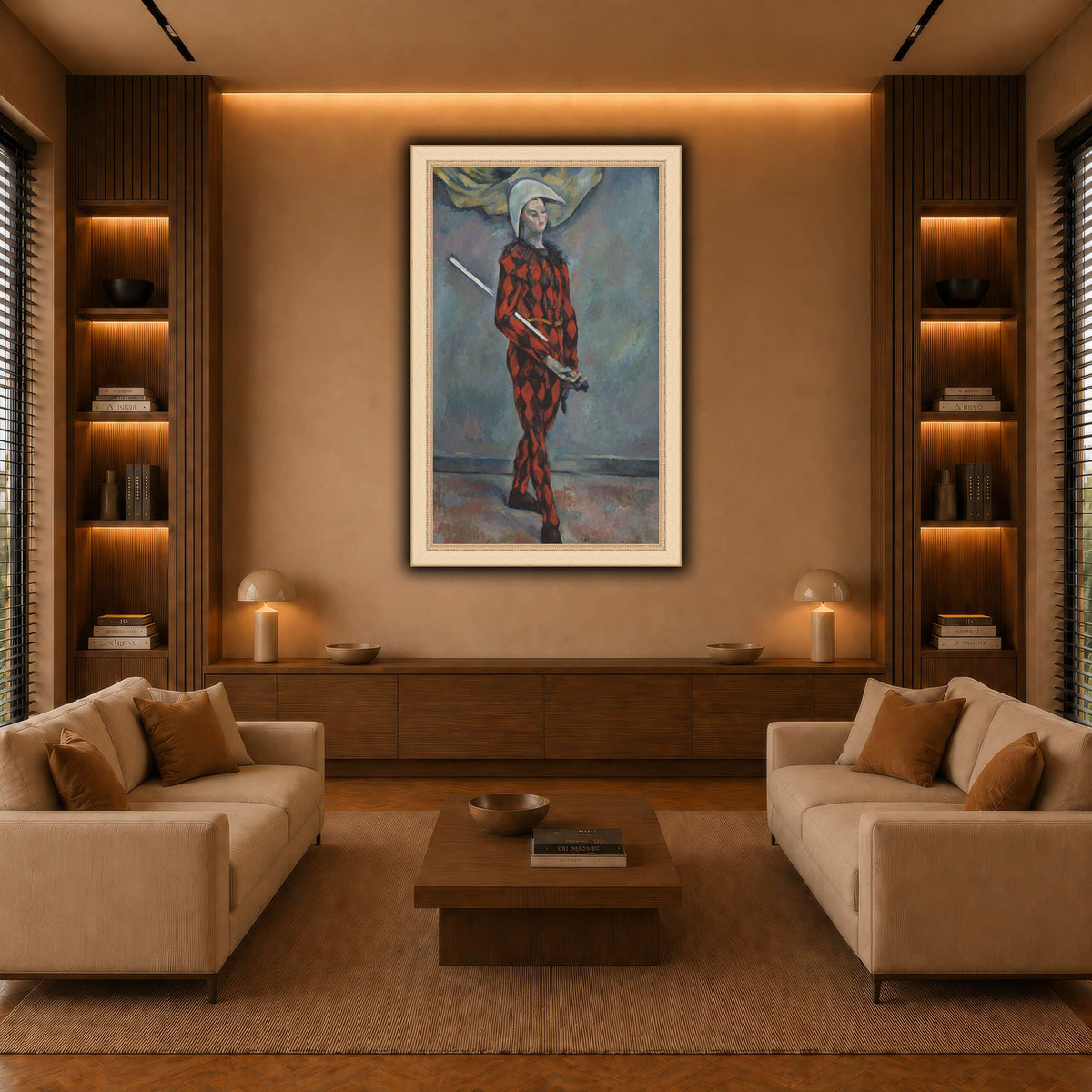 Arlequin_by_Paul_Cezanne warm-living-room