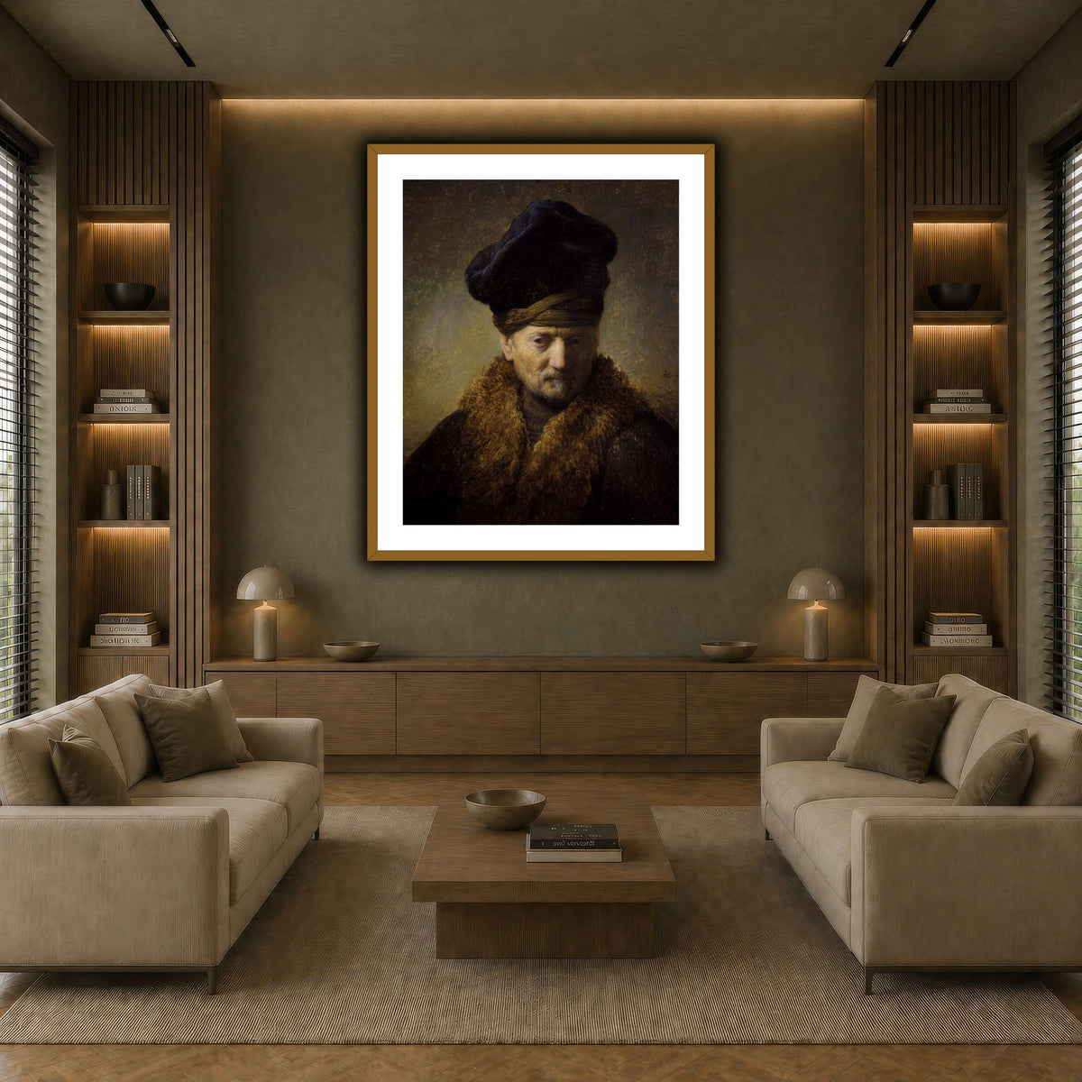 Borststuk_van_een_oude_man_met_bontmuts_Rembrandt-van-Rijn earth-living room