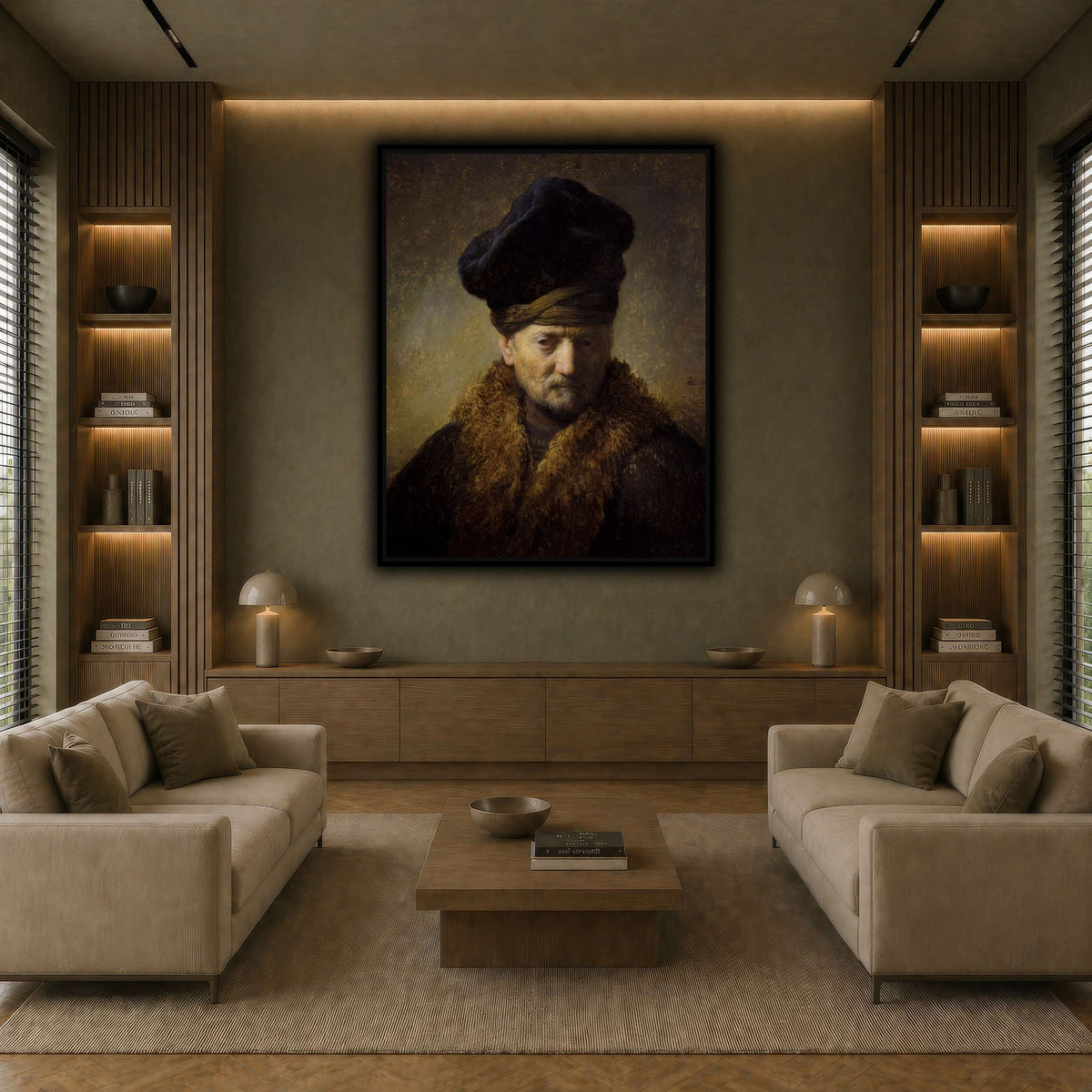 Borststuk_van_een_oude_man_met_bontmuts_Rembrandt-van-Rijn earth-living room