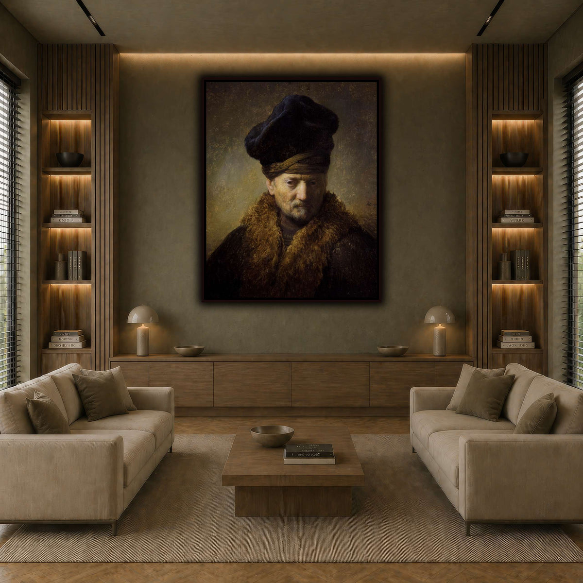 Borststuk_van_een_oude_man_met_bontmuts_Rembrandt-van-Rijn earth-living room