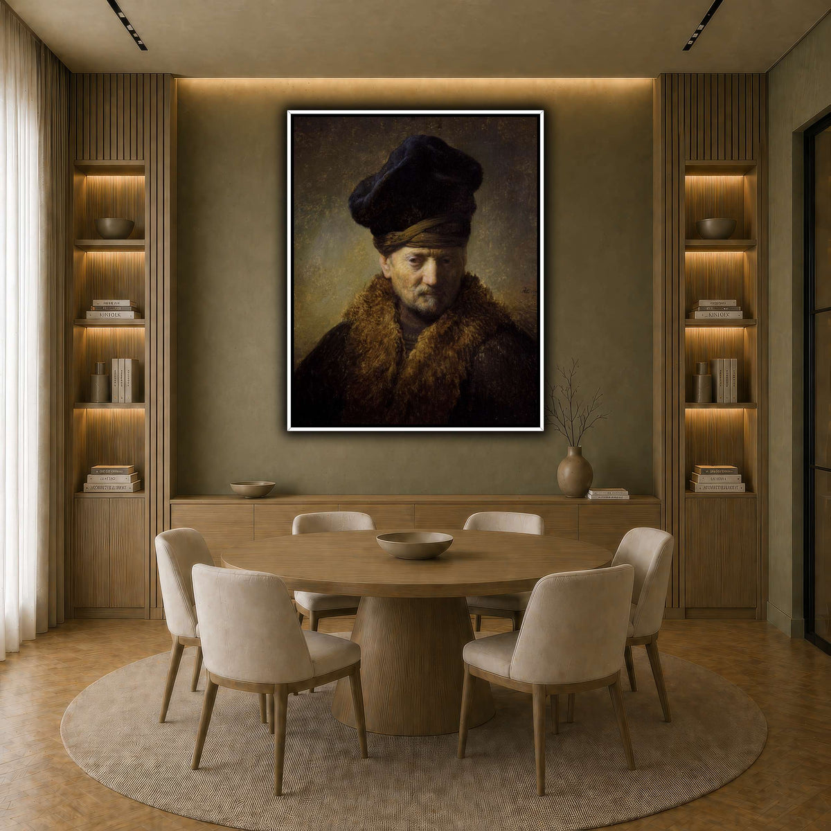 Borststuk_van_een_oude_man_met_bontmuts_Rembrandt-van-Rijn earth-dining room