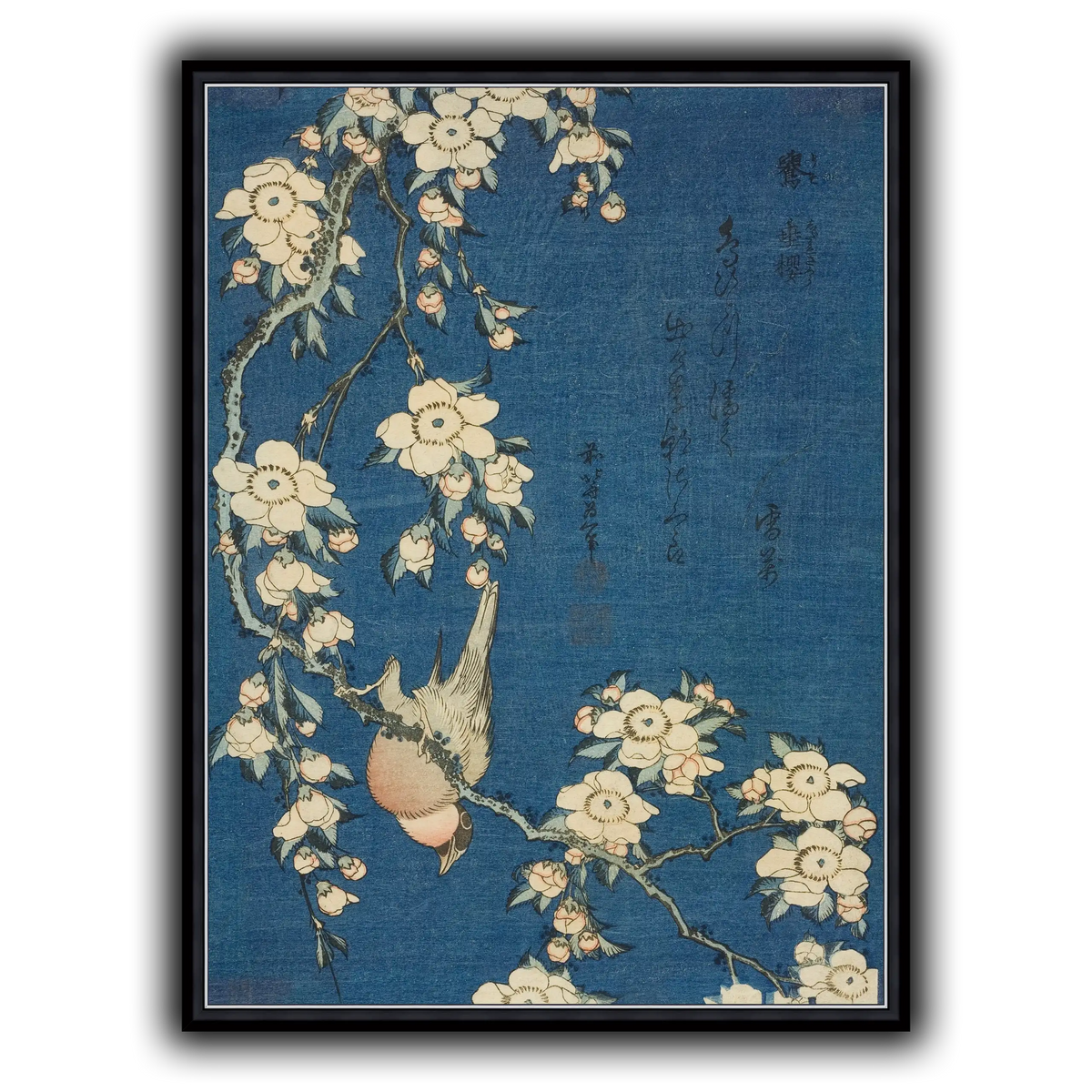 Bullfinch_and_Weeping_Cherry)_Katsushika Hokusai