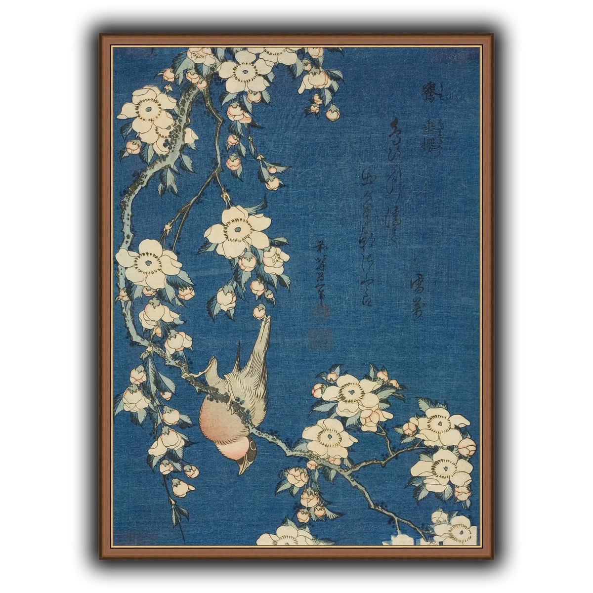 Bullfinch_and_Weeping_Cherry)_Katsushika Hokusai