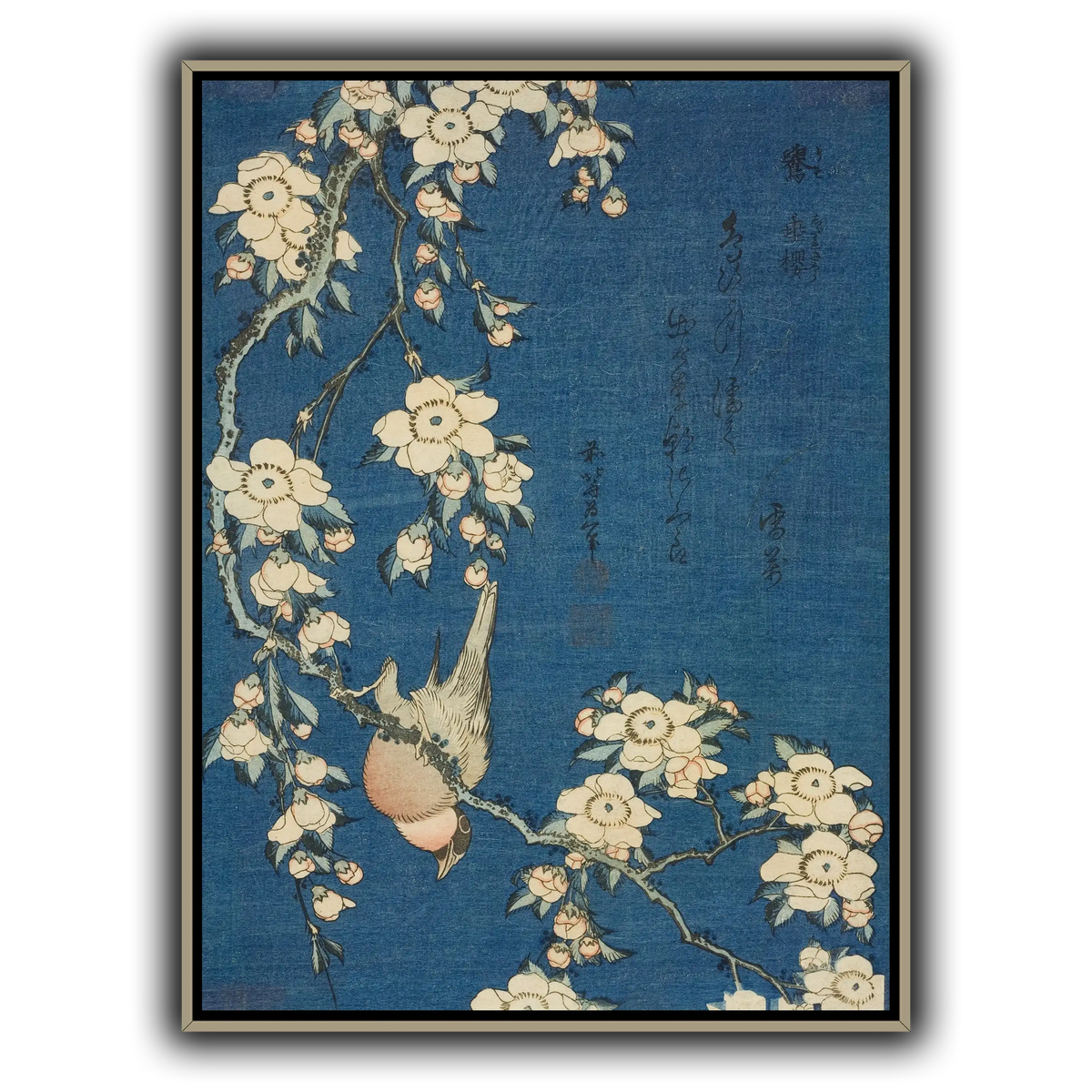 Bullfinch_and_Weeping_Cherry)_Katsushika Hokusai