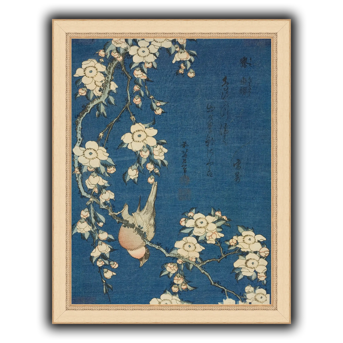 Bullfinch_and_Weeping_Cherry)_Katsushika Hokusai