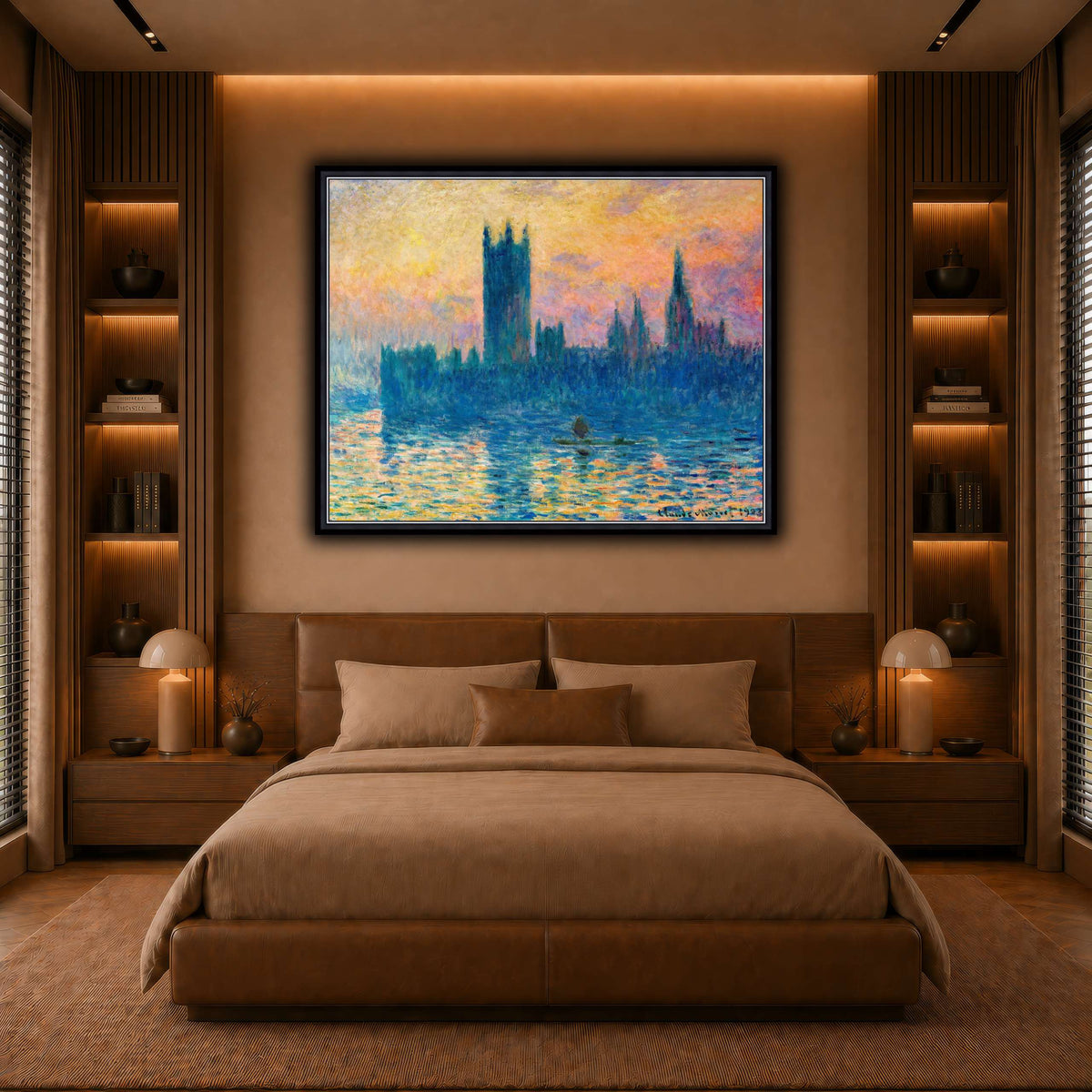 Claude_Monet_-_The_Houses_of_Parliament,_Sunset warm-bedroom