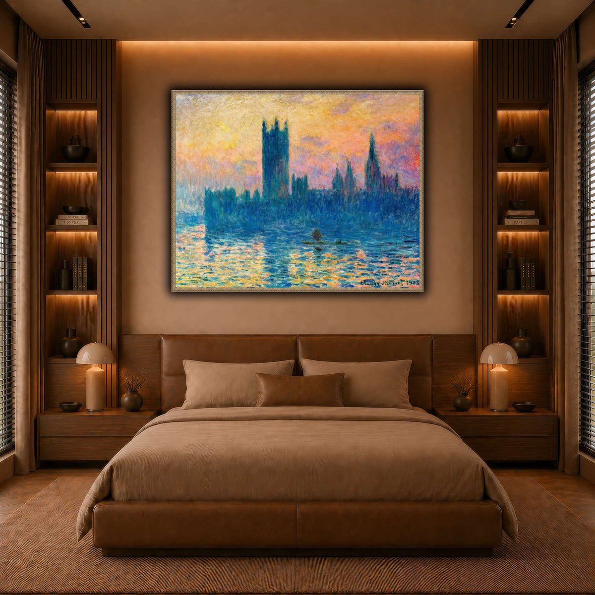 Claude_Monet_-_The_Houses_of_Parliament,_Sunset warm-bedroom