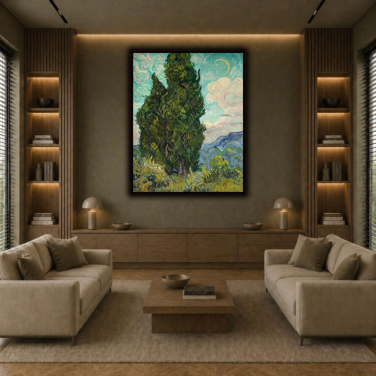 Cypresses earth-living room