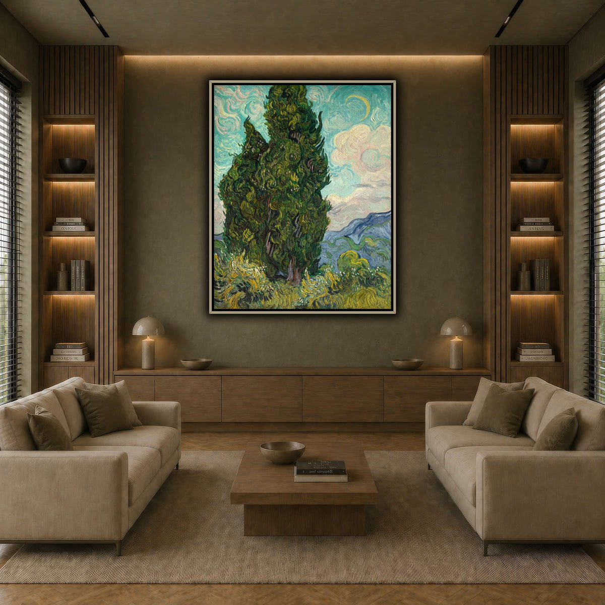Cypresses earth-living room